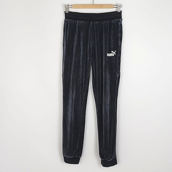 PUMA Women's Velour Joggers Pants Charcoal Grey Black Loungewear Size XS - Picture 4 of 14